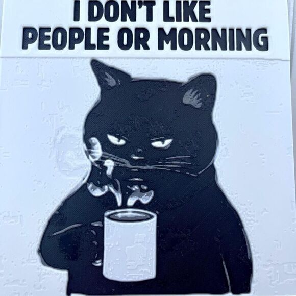 Wall Art, I Don’t Like People or Morning Until I’ve Had Coffee, Cat Lover - Picture 3 of 10
